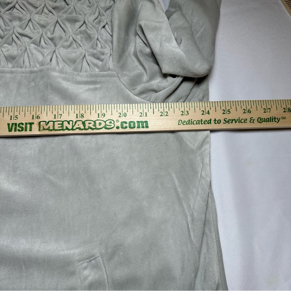 BLAIR Velour Tracksuit XL Gray Silver Quilted Smocked Zip Grandpa Retro Cottage - Picture 13 of 16